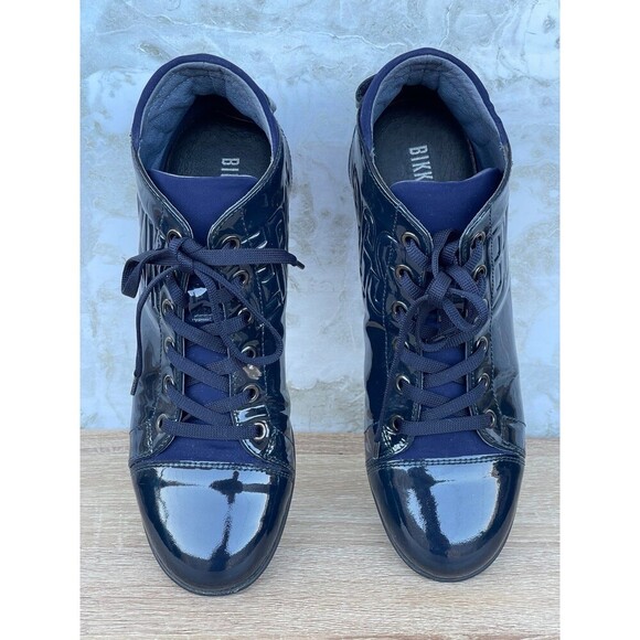 Bikkembergs Navy Patent Leather High Top Sneakers Streetwear size 40/ 9.5 - Picture 6 of 11
